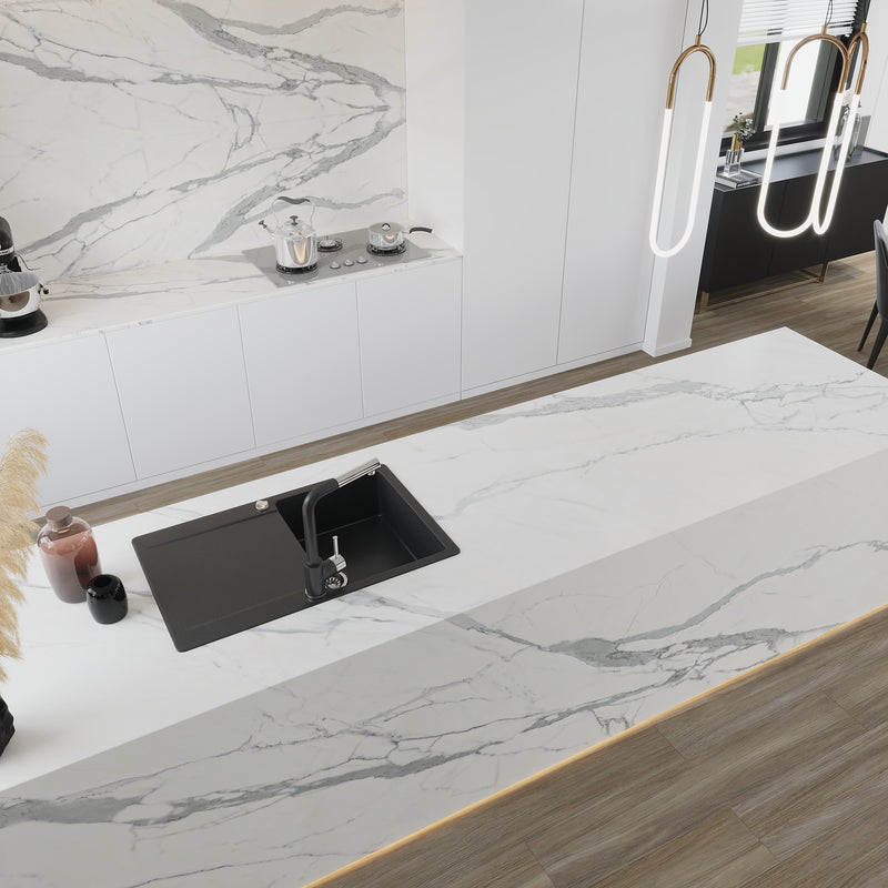 64"x 128" Statuario Flash Porcelain Slab