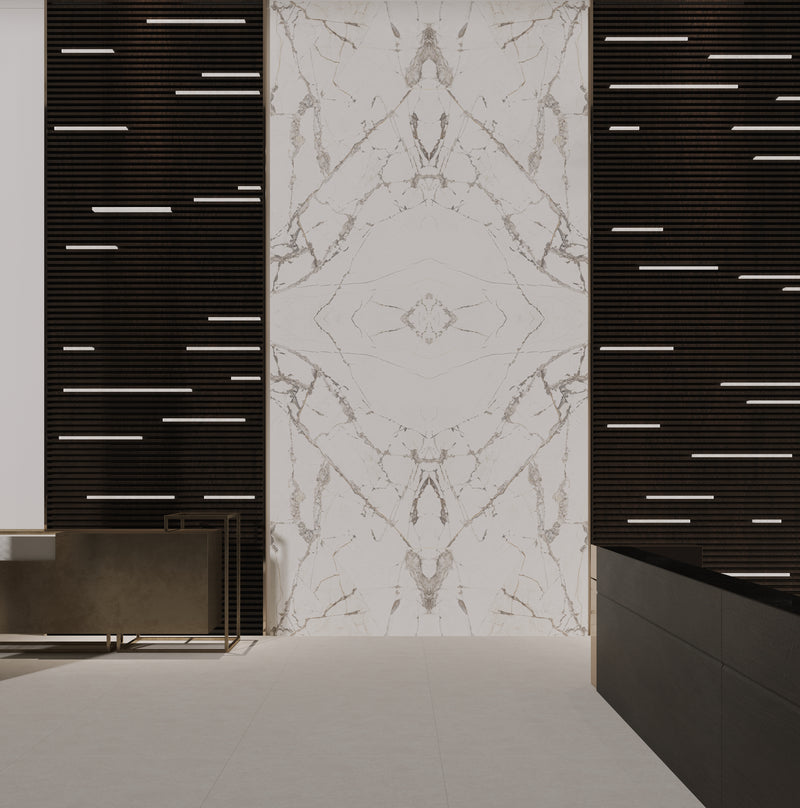 64"x 128" Invisible White Bookmatch Porcelain Slabs