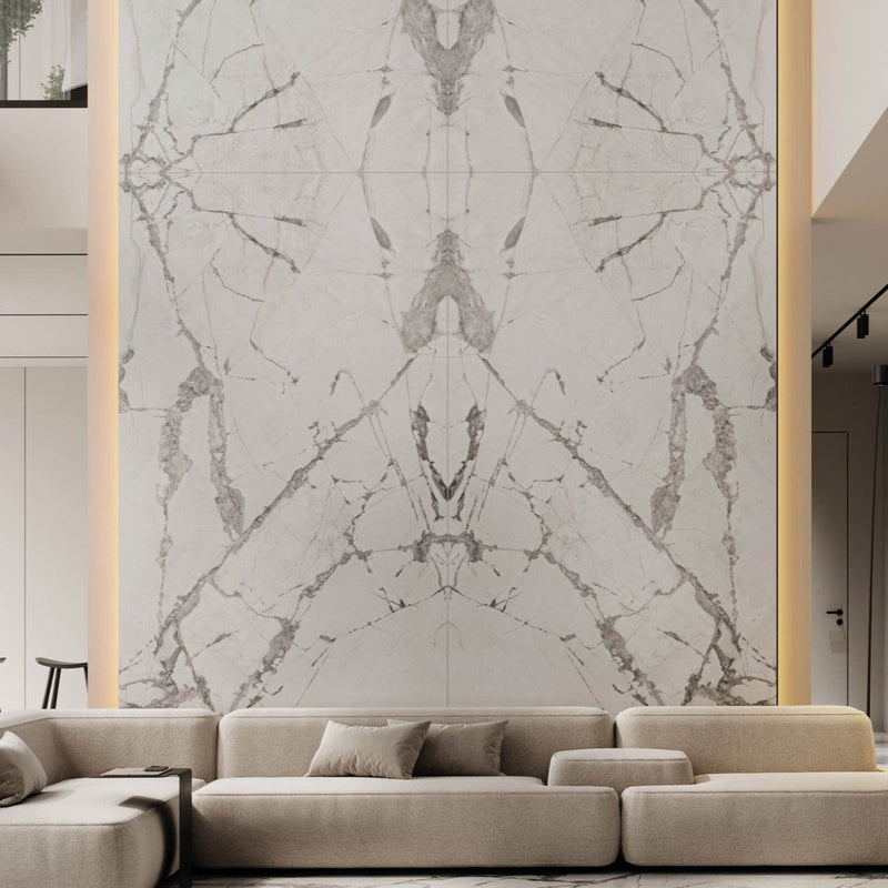 64"x 128" Invisible White Bookmatch Porcelain Slabs