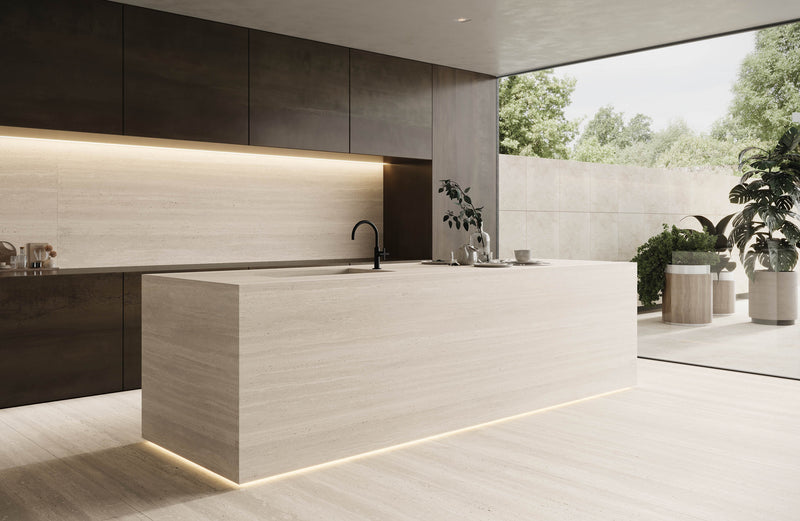 24"x48" Travertine Ivory Rectified Matte Porcelain Tile