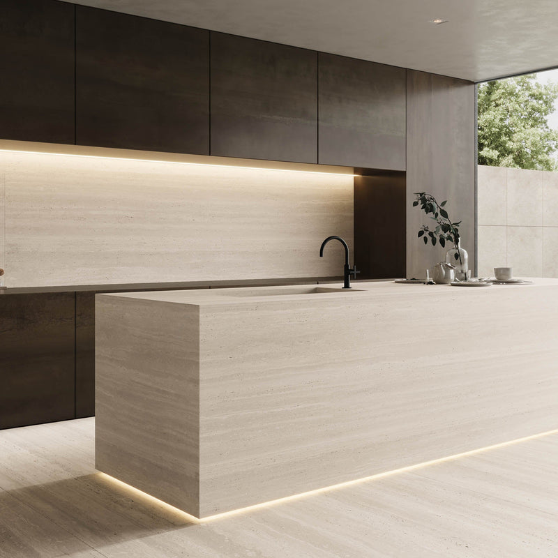 64"x 128" Travertine Porcelain Slab