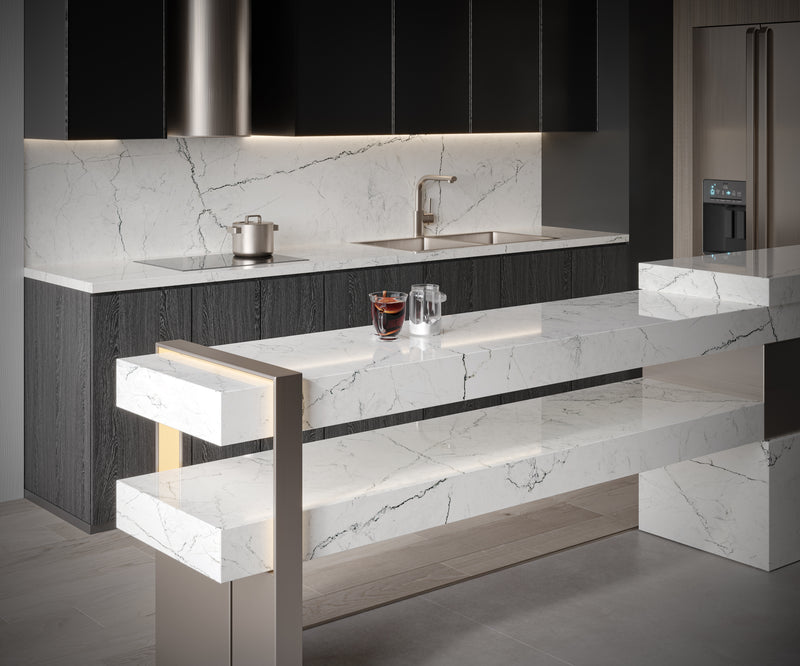 64"x 128" Line White Porcelain Slab