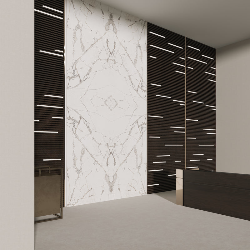 64"x 128" Invisible White Bookmatch Porcelain Slabs