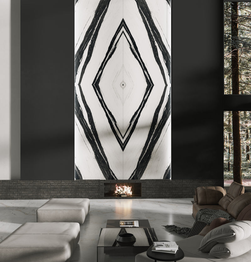 64"x 128" Panda White Bookmatch Porcelain Slabs