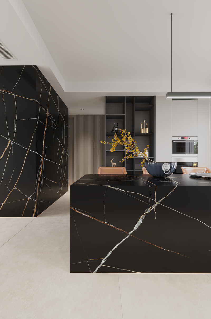 64"x 128" Bamboo Noir Porcelain Slab